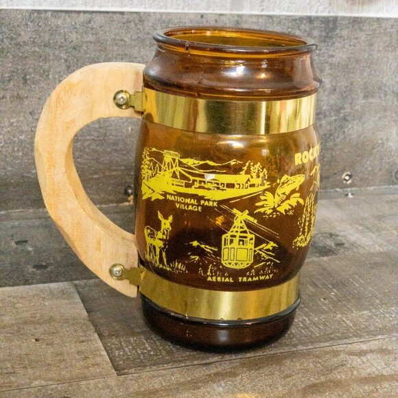 VINTAGE MINI BARREL COFFEE MUG RETRO ROCKY MTN NATIONAL PARK CUP RETRO DRINKWARE - Picture 3 of 6